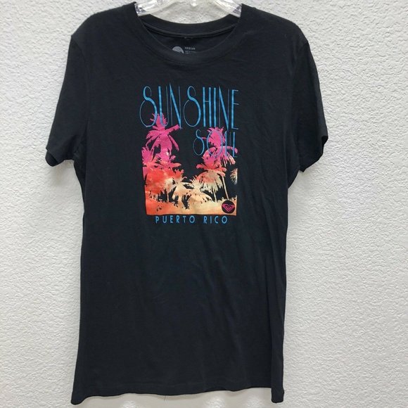 Roxy Tops - Roxy Puerto Rico Black Crew Neck TShirt Medium Sunshine Tee Shirt
